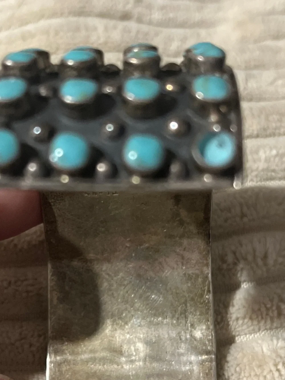 Turquoise and Sterling Silver Women's Cuff Bracelet - Picture 7 of 9